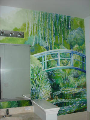 Custom Painted Mural Bridge and Landscape