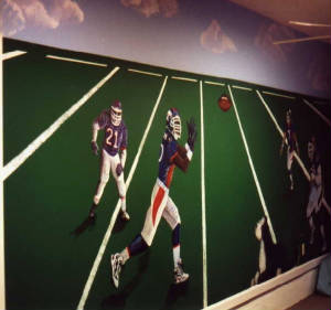 Hand Painted Mural Football players