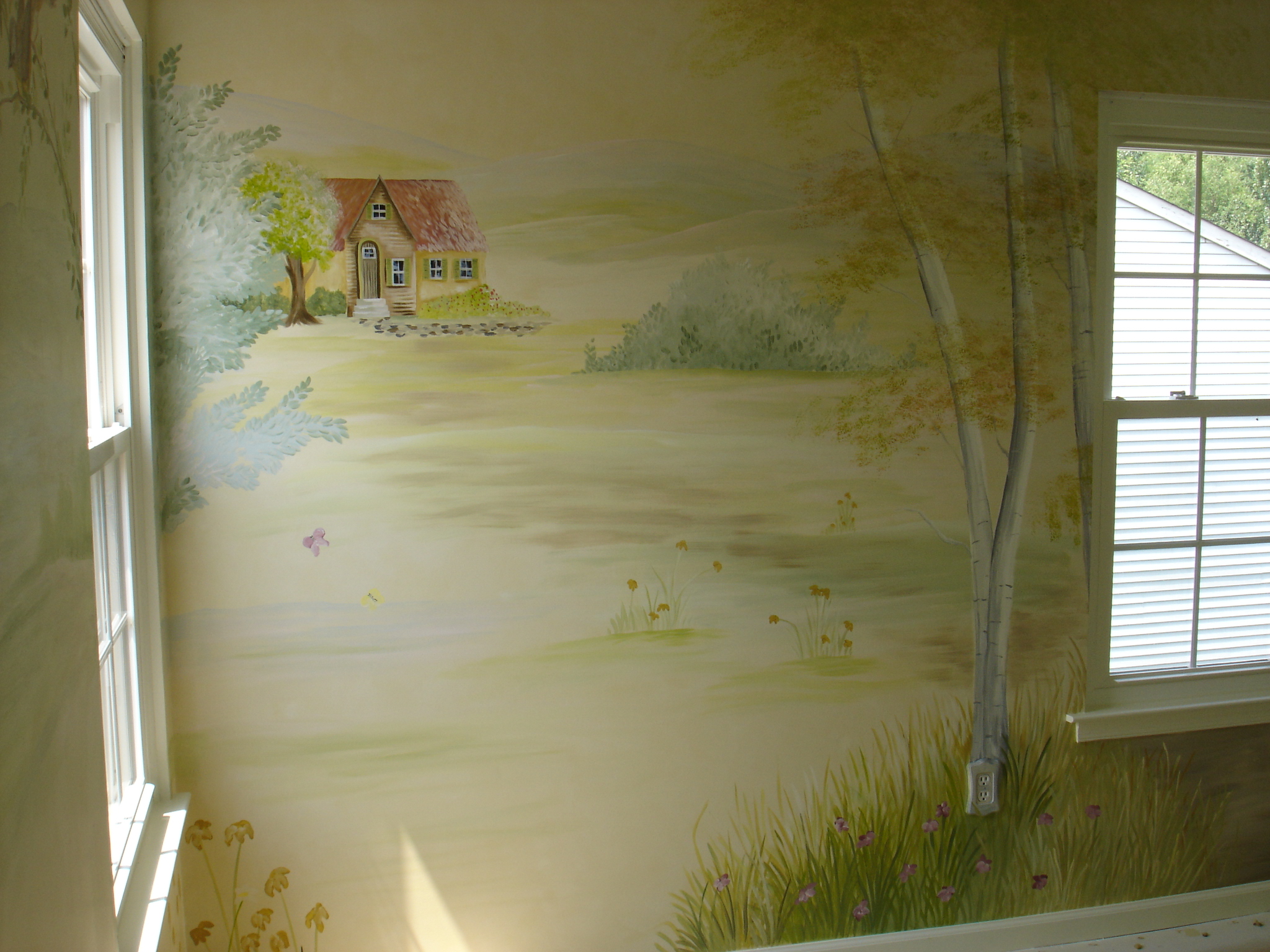 Custom Mural Landscape with Cottage