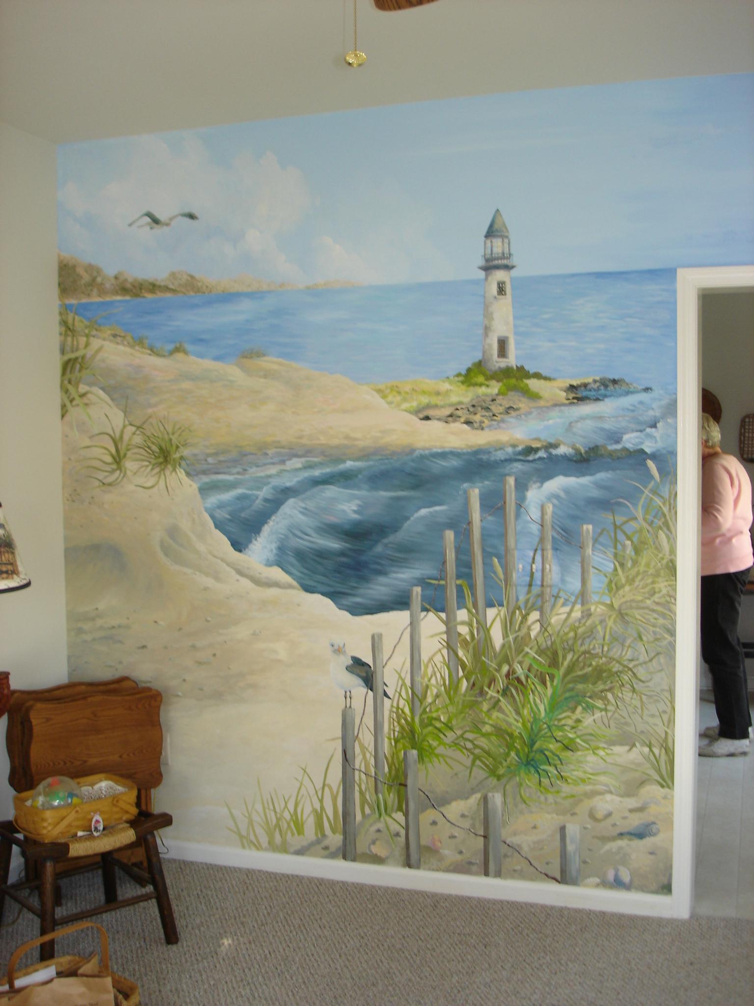Custom Painted Mural Lighthouse