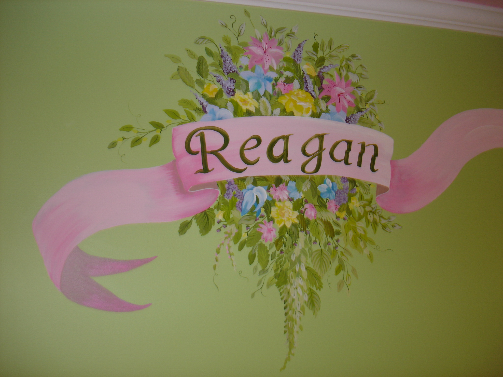 Custom Hand Painted Flowers Childs Name