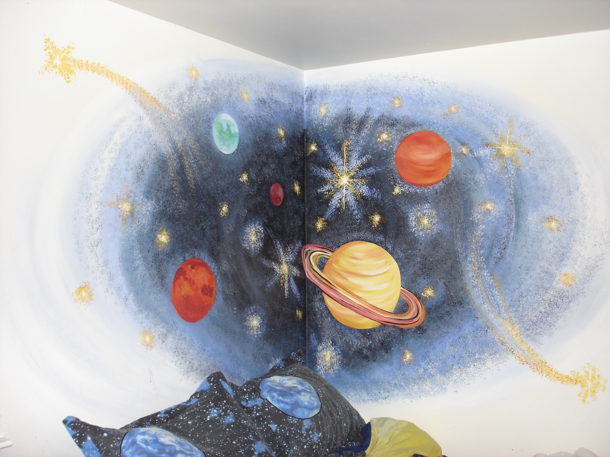 Hand Painted Space Mural for Boys Room